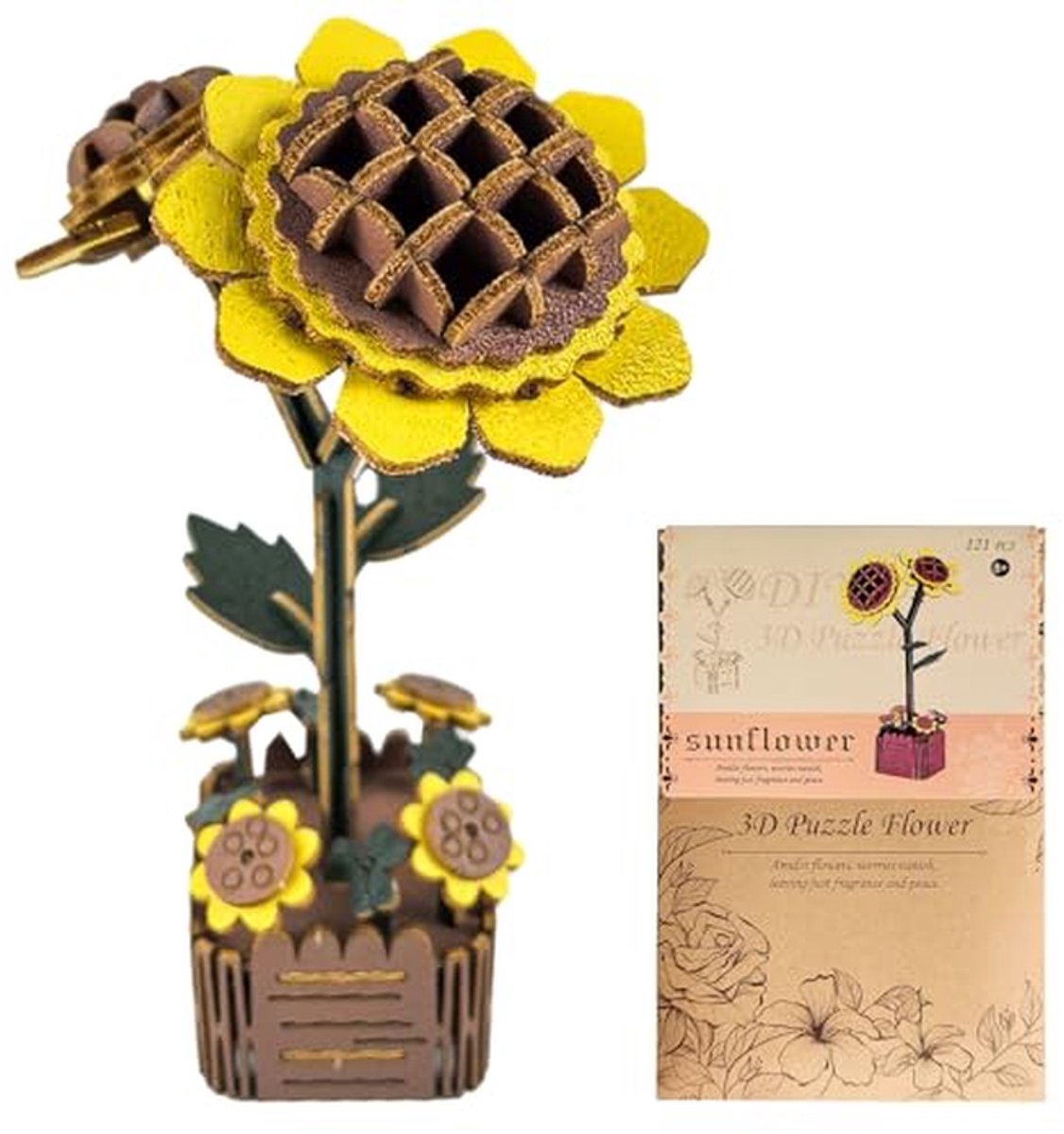 3D Bloempuzzel in Houten Vormen - Creatief Romantisch Cadeau voor Woondecoratie