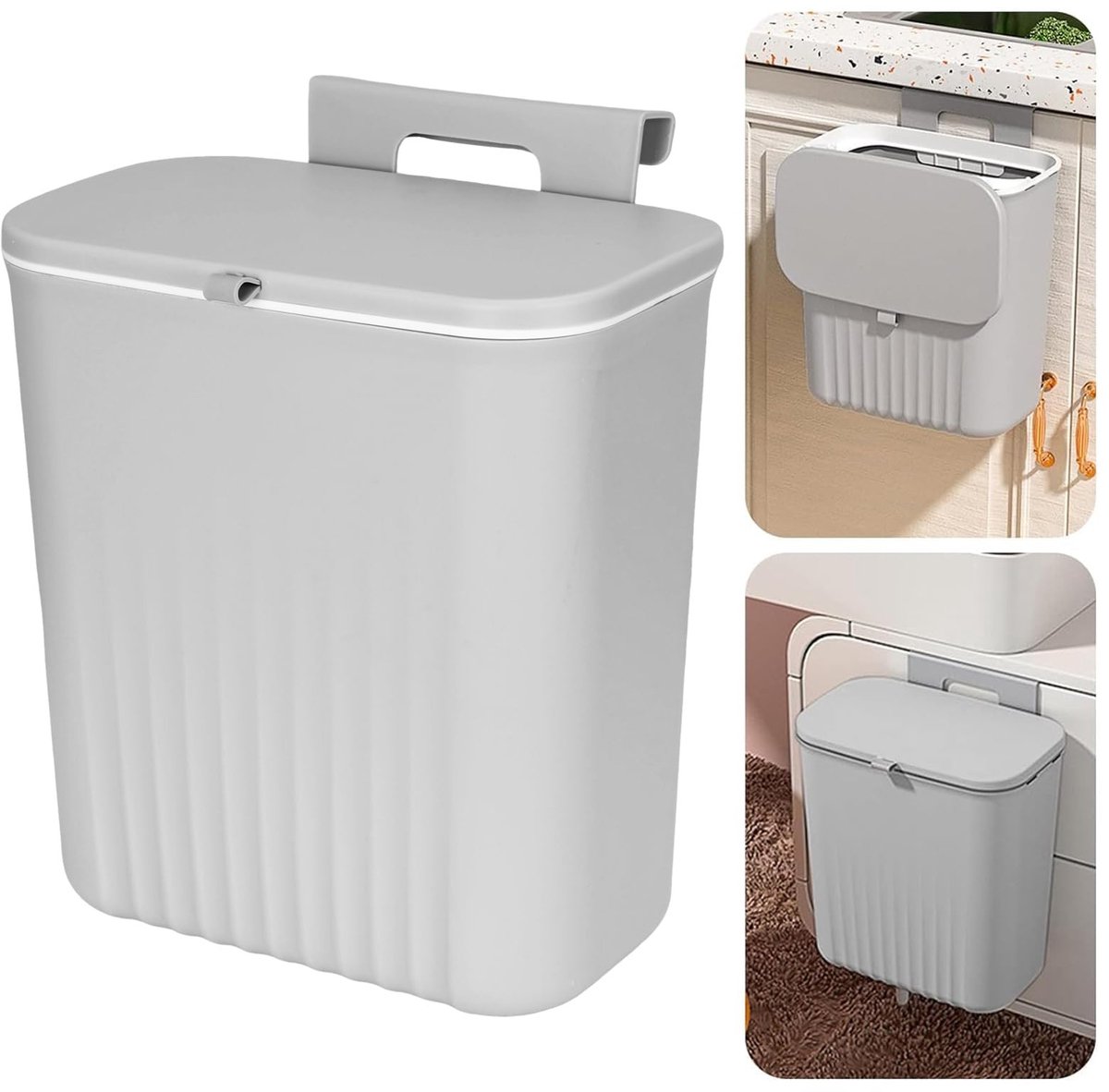 MTTproducts- Afvalbak 9L - Afvalbak aanrecht - Afvalbak met deksel - Wandafvalbak - Afvalbak voor keuken - Recyclebaar PET kunststof - Afvalemmer