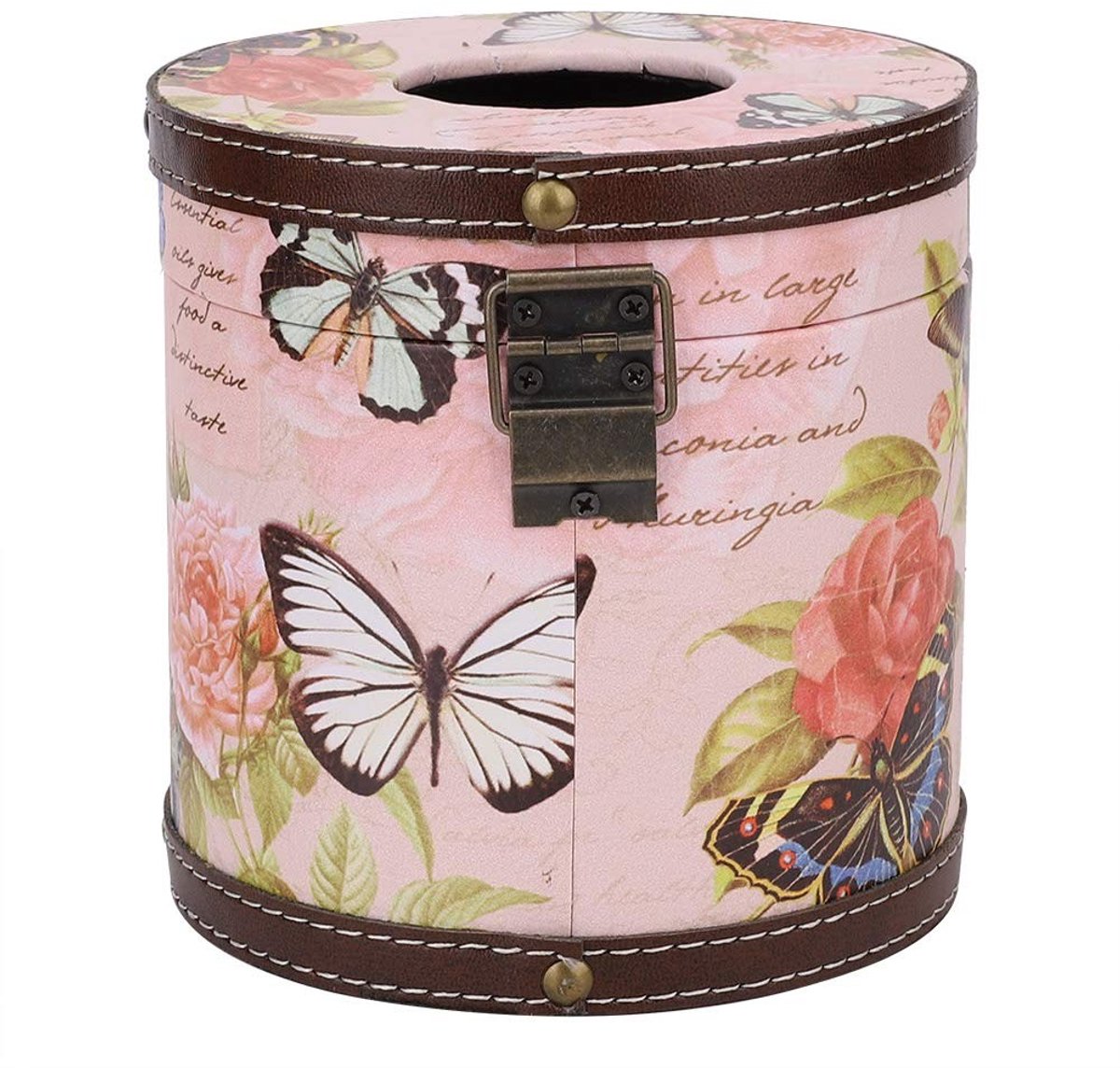 MTTproducts- Tissuedoos Houten - Tissuehouder Vierkant - Vintage Patroon - Decoratie - Cadeau - Diameter 14 cm
