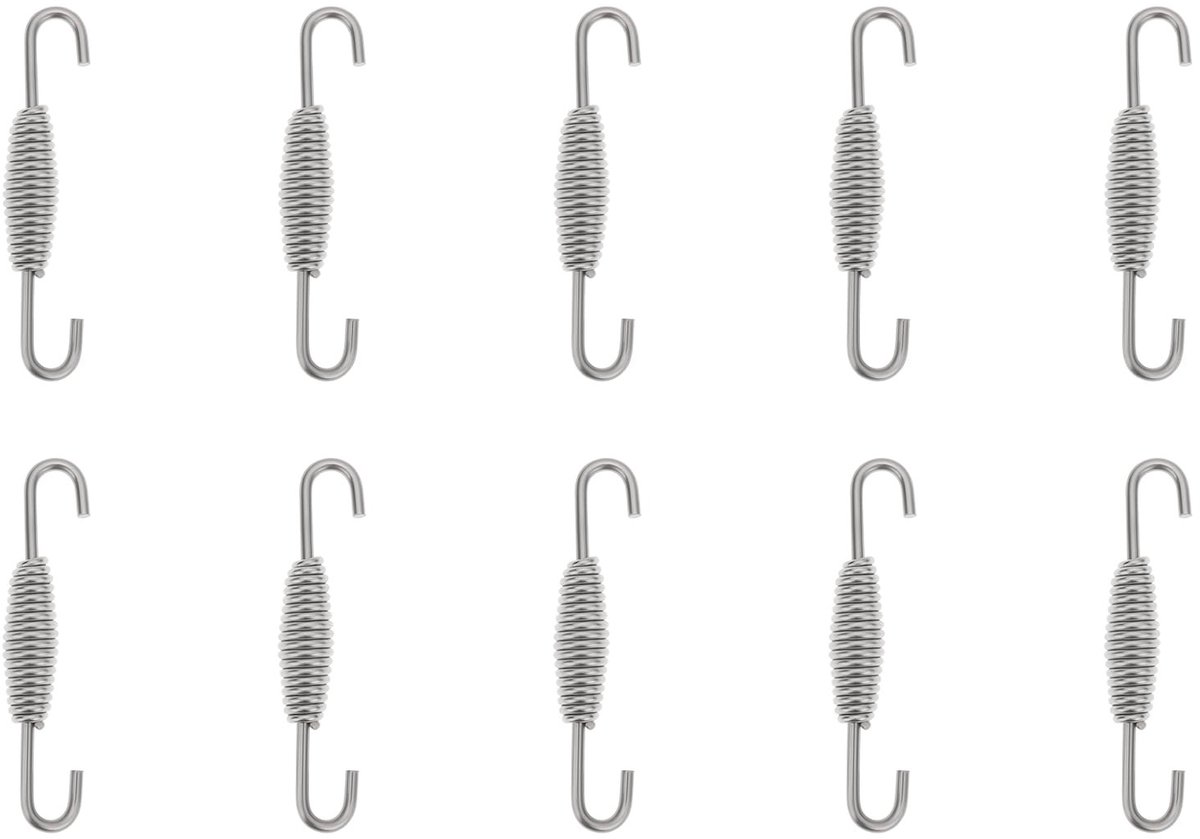 MTTproducts- Uitlaatveren 68mm - Roestvrij Staal - Set van 10 - Corrosiebestendig - Eenvoudige Installatie - Haakontwerp - Veer