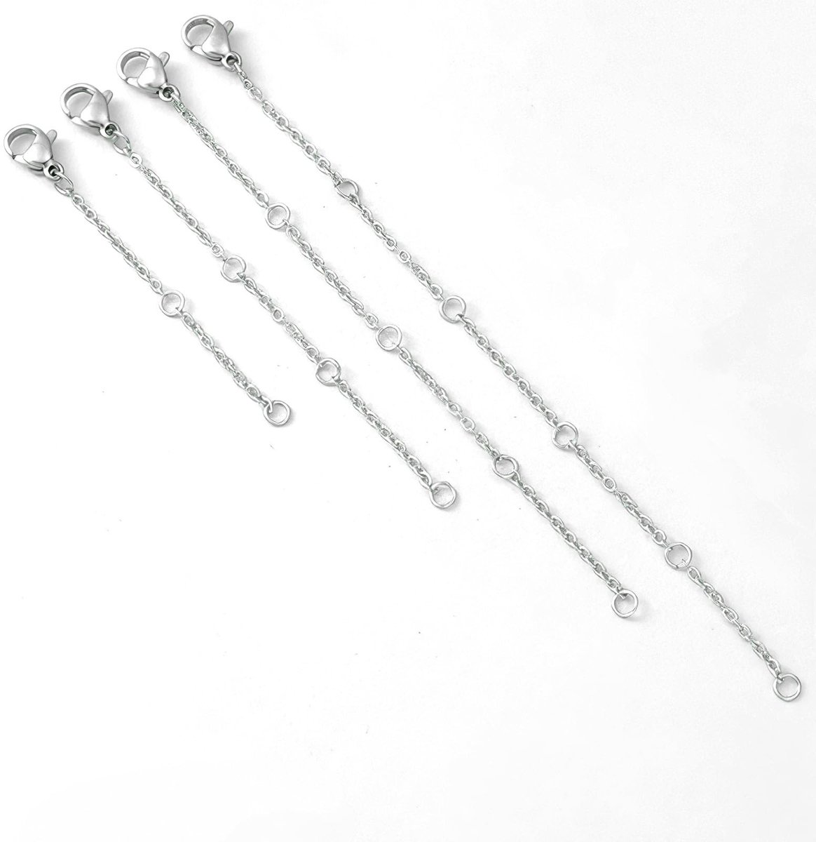 MTTproducts- Kettingverlenging 4 Stuks - Roestvrij Staal - Lengte 5,5/7,5/9,5/11,5 cm - Hoogwaardig Materiaal - Antiallergisch - Glanzend Oppervlak - Sieraden