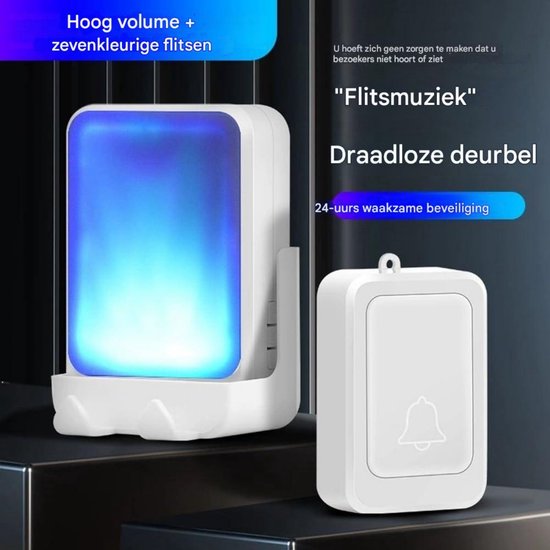 longziming -Deurbel - deurbel draadloos - Draadloze deurbel - Geschikt Voor Slechthorenden - Snelle Installatie Zonder Bekabeling - 2 Ontvangers En Zender - Voor thuis/kantoor, ouderen en slechthorenden - Wit — afbeelding 3