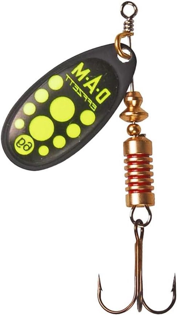 Spinner - Aas Kunstaas - Vissen Vangen - Zelfnivellerend - 12 g - Zwart Geel