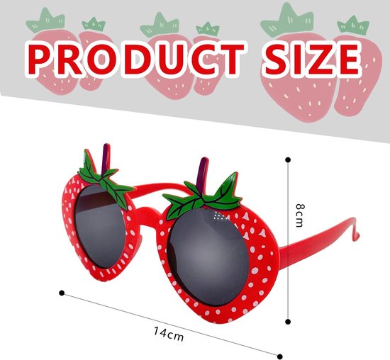 Zonnebril Aardbei Vorm - Feestbril Fruit - Verkleden en Feesten - Uniek Fruit Design - 15.5 x 12.1 cm - Rood — afbeelding 5