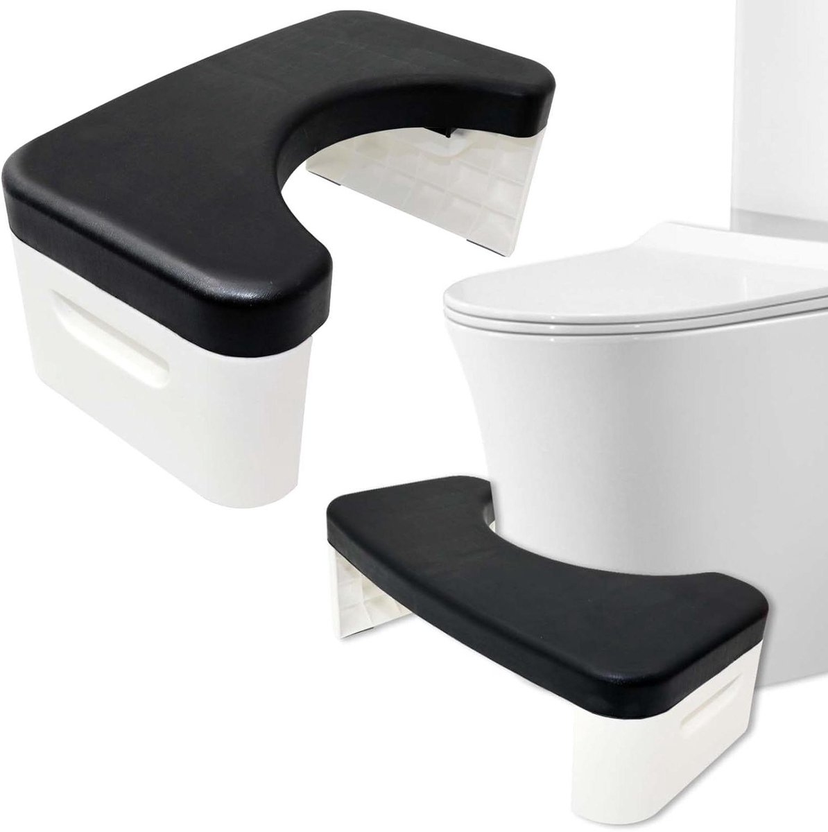 Toiletkruk - Hurkstoel Ontlasting - Ontlasting Verbeteren - Antislip Voetsteun - 7 Inch Hoog - Zwart