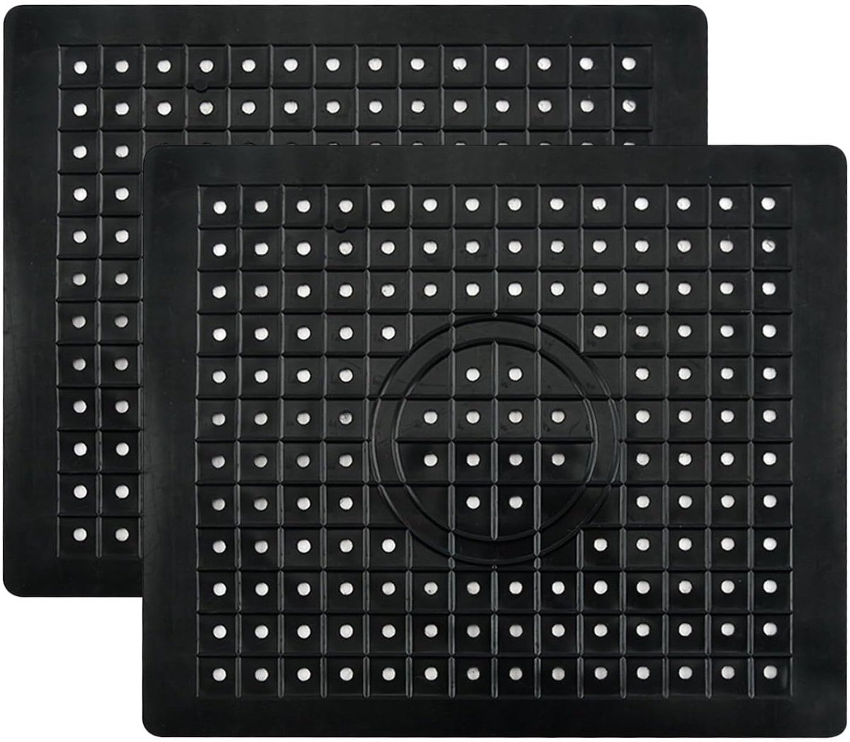 Drainer Mat Set van 2 Stuks, Voedselveilige PVC, Ideaal voor Keuken en Afwas, 31 x 26 cm, Zwart