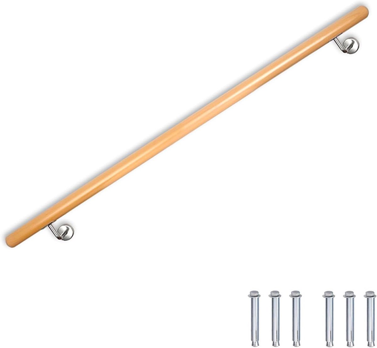 Houten trapleuning - Muur leuning trap - Veilig traplopen - Massief beukenhout - 100 cm - Niet gespecificeerd