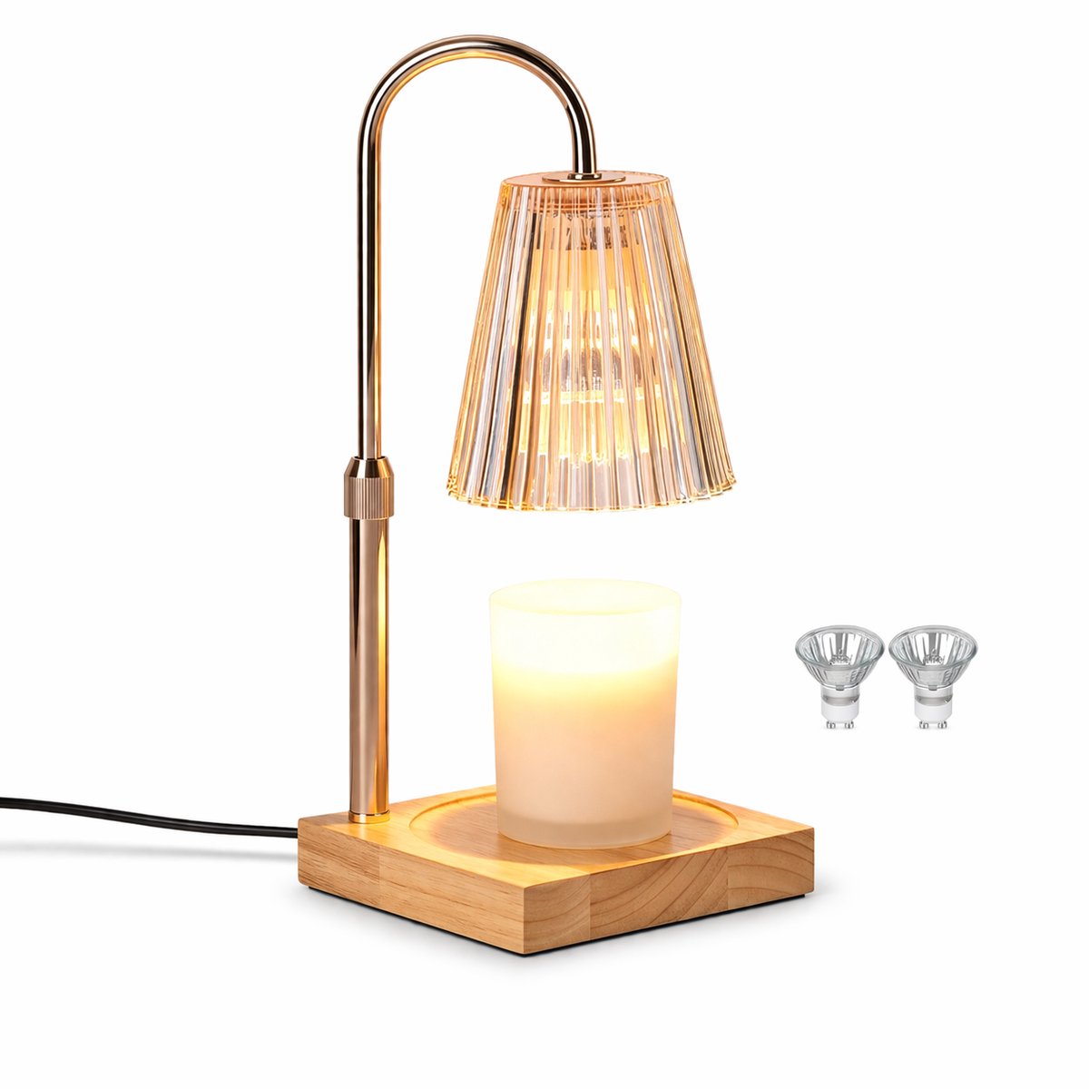 Beyahl - Kaarsenwarmer Lamp – Candle Warmer Lamp met Timer & Dimmer – 2 Lampen – Verstelbare Hoogte – Vlamloos & Rookvrij – Geschikt voor Geurkaarsen – Vintage Woondecoratie