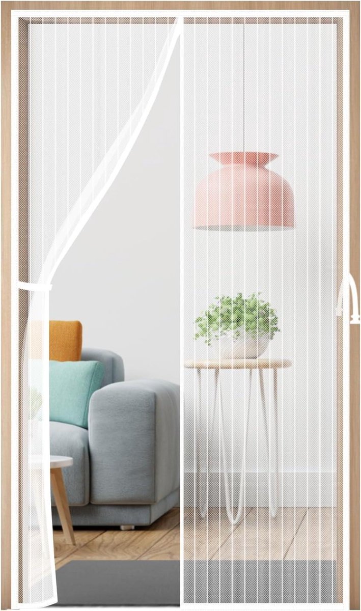 Magnetisch Deurhor - Vliegenhor Balkon - Buitenlucht Binnen - Automatische Sluiting - 85 x 210 cm - Wit