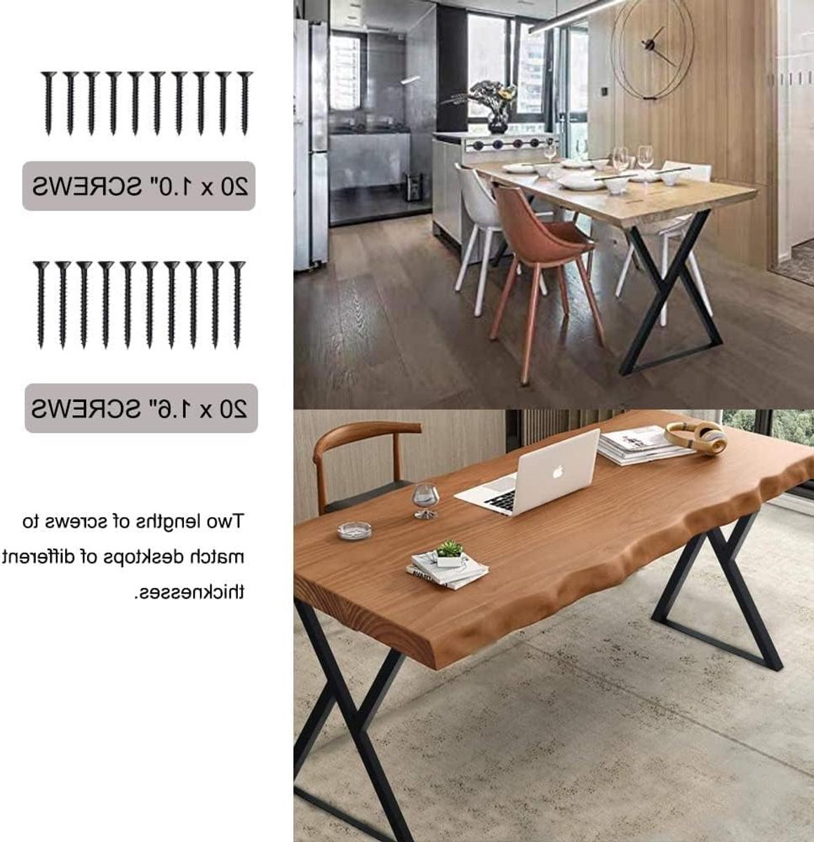 Tafelpoten Set - Meubelonderstel Metaal - DIY Meubels Maken - Industrieel Modern Design - 28 Inch Hoog - Zwart