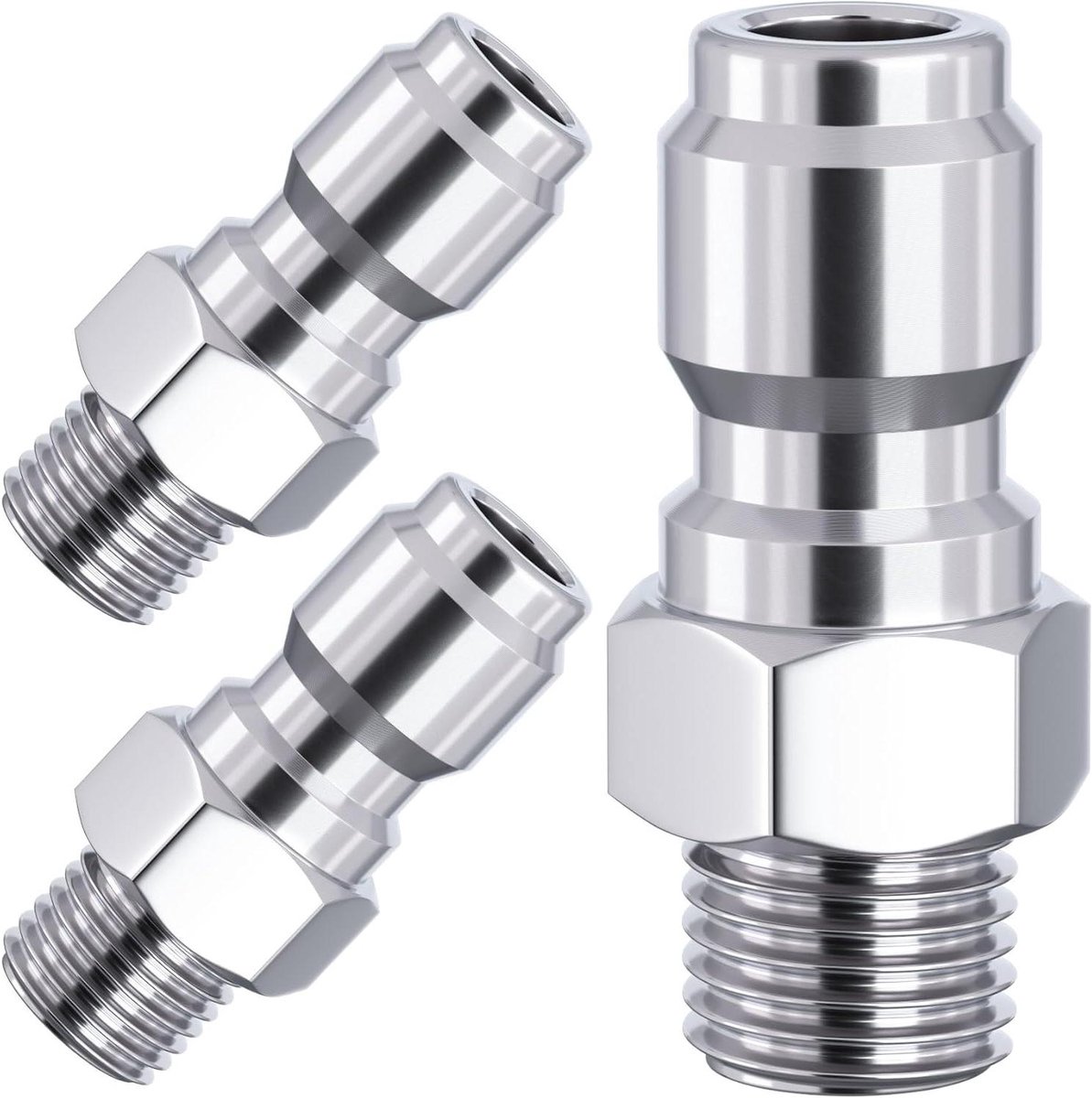 Hogedrukreiniger Koppeling - Adapter Plug Set - Snel Koppelen Slangen - Roestvrij Staal Materiaal - 1/4 Inch NPT - Zilver