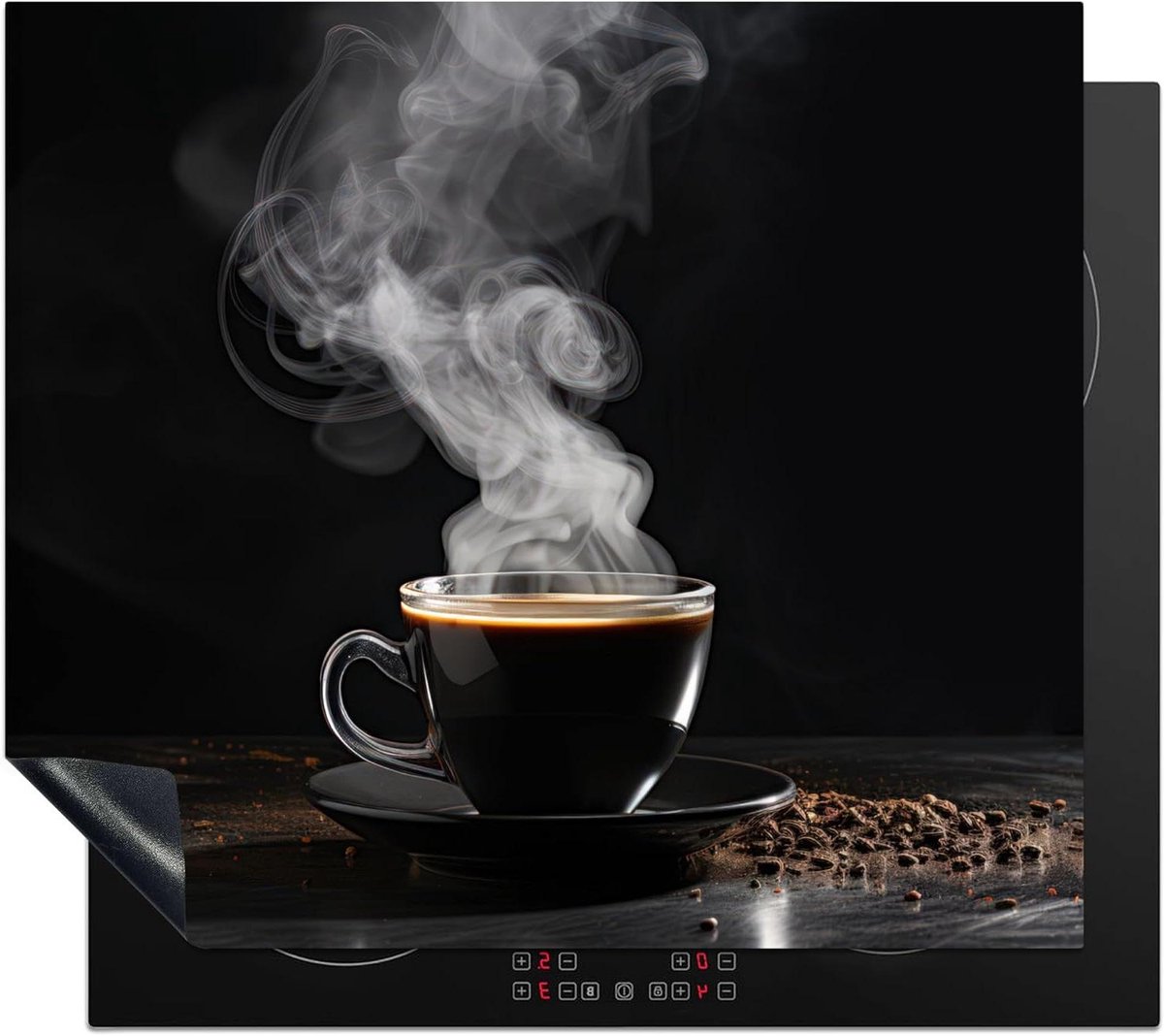 Inductie Beschermer - Kookplaat Mat - Extra Werkruimte Creëren - Unieke Foto Print - 58x51cm - Koffie