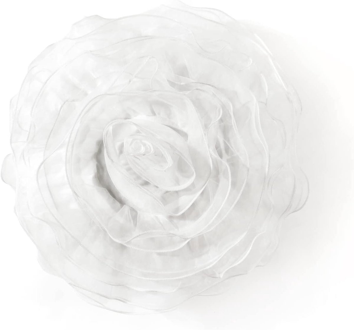 Decoratief Kussen - Bloem Kussen Sierkussen - Woonkamer Decoreren - Roos Vorm Ontwerp - 43 cm Rond - Wit