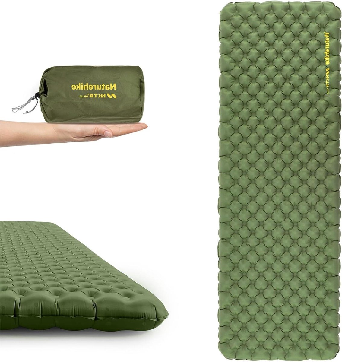 Luchtmatras - Kampeer matras Slaapmat - Kamperen en Hiken - R4.6 Warmteklasse - 196x64x8cm - Groen