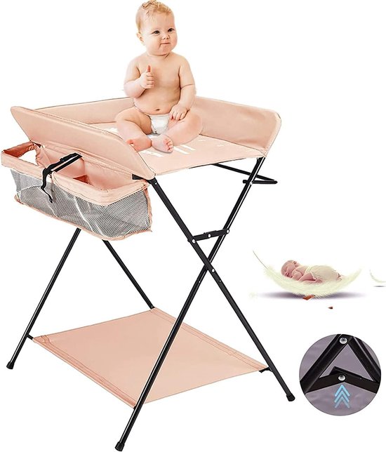 Baby verzorgingstafel - Commode badje - Baby verzorgen - Opvouwbaar draagbaar - Tot 25 kg - Roze van Merkloos — afbeelding 5