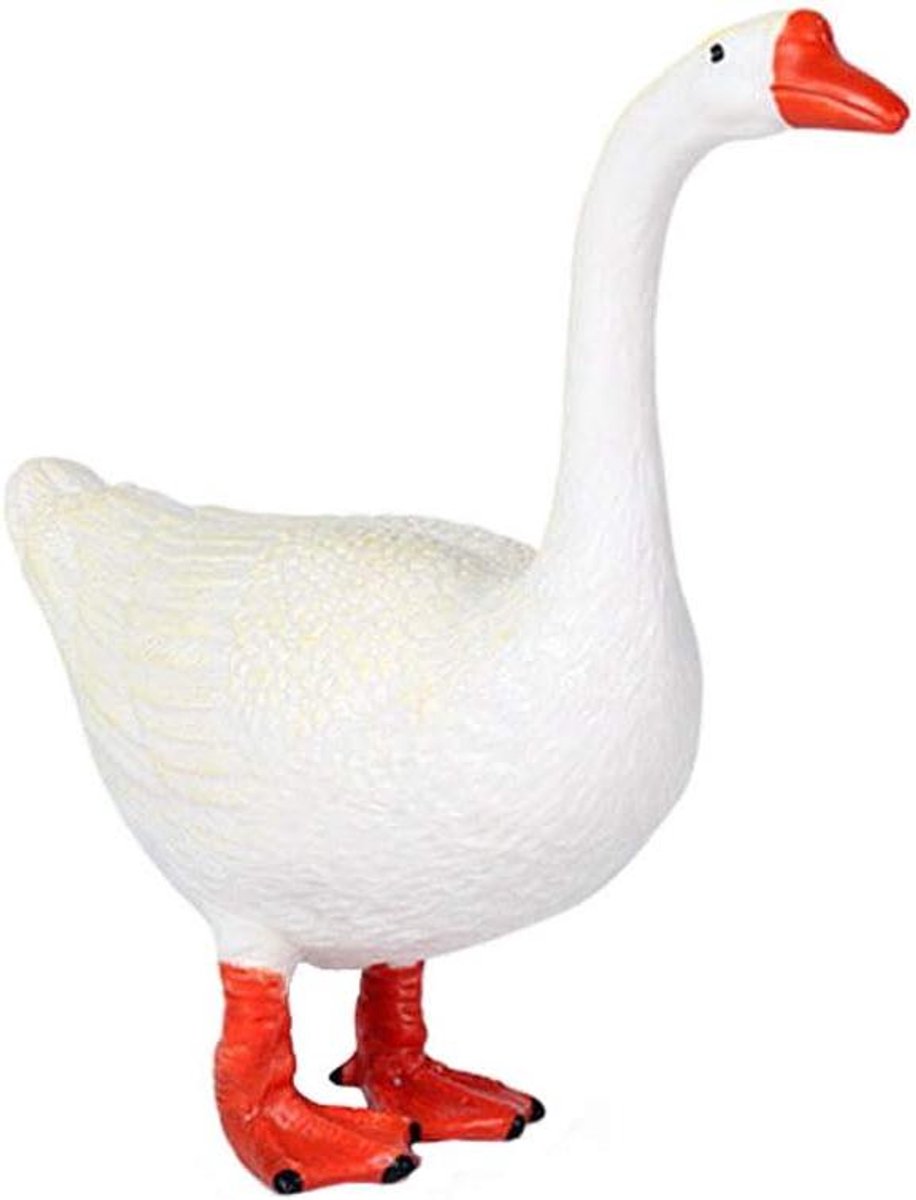 Gansbeeldje - Dierenfiguur Speelgoed - Educatief Spel - Handgeschilderd Realistisch - 12 cm Lengte - Wit