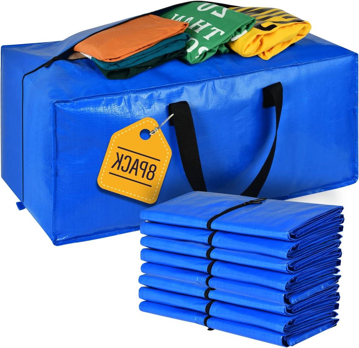 Verhuis Tassen - Opbergzakken - Spullen Verhuizen - Rugzak Handgrepen - 8 Stuks - Blauw