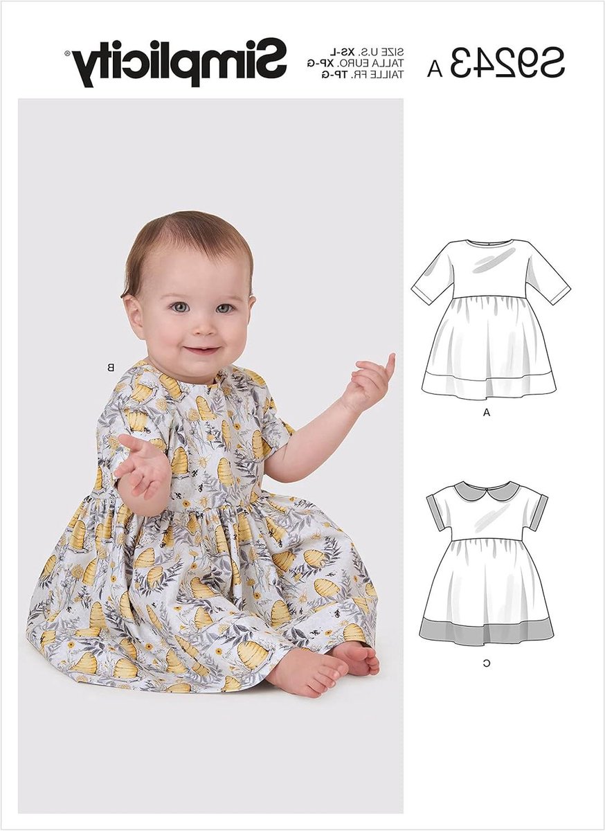 Babyjurk Patroon - Naaipatroon Kinderkleding - Zelf Kleding Maken - Eenvoudige Ontwerpen - Maat A - Veelkleurig