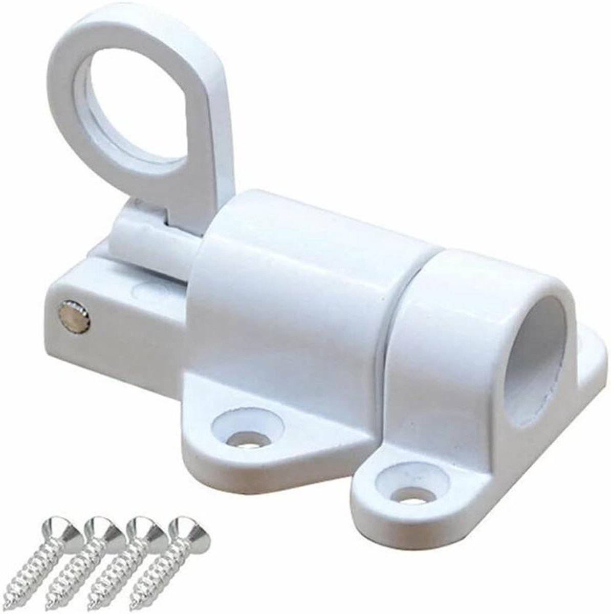 Deur Grendel - Automatische Sluiting - Veiligheid Vergroten - Veerbelast Mechanisme - 9 x 7 x 3 cm - Wit