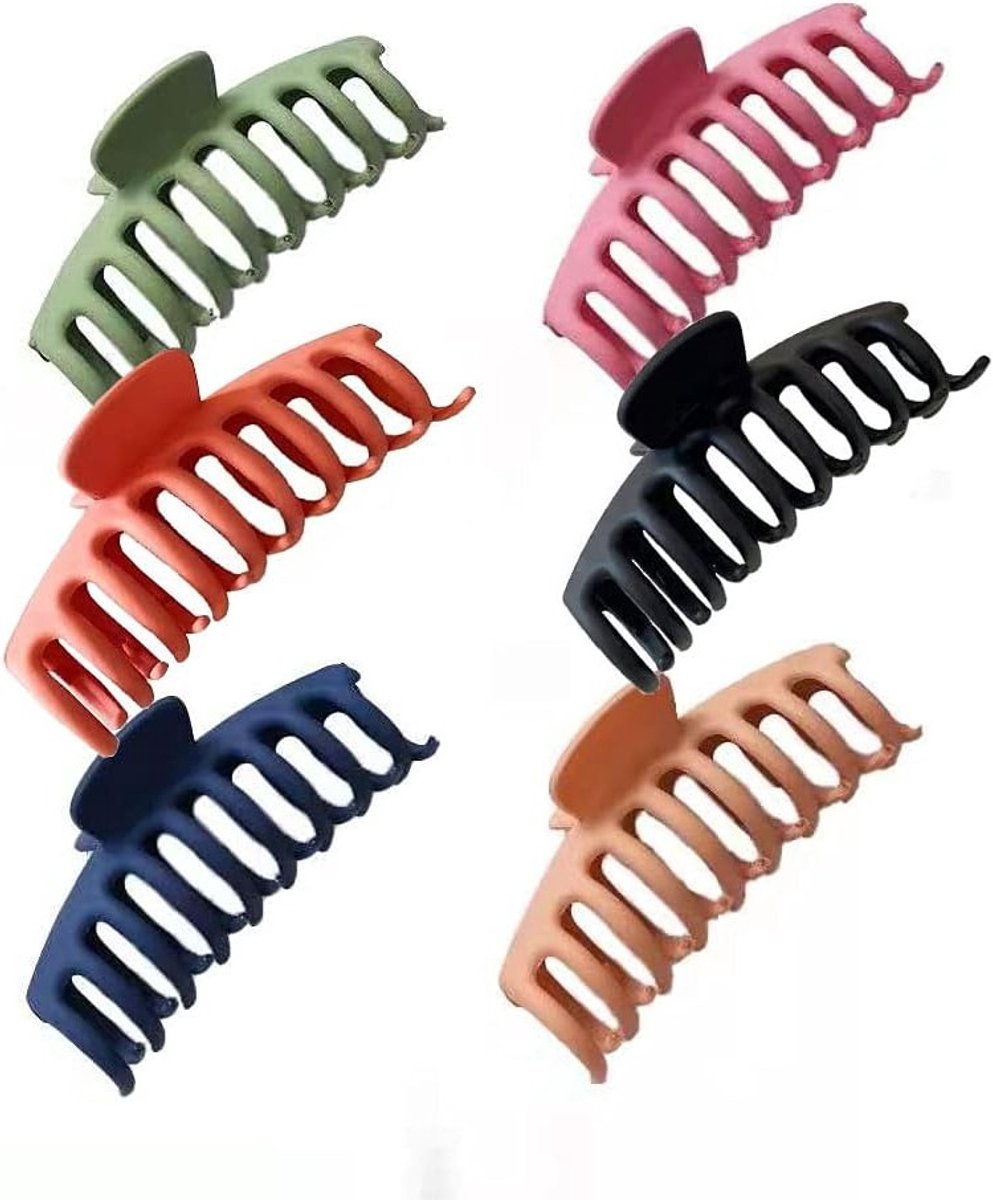 Grote Haar Klemmen 4.2 Inch, Antislip Klemmen voor Dikker Haar, Sterke Grip, 6 Kleuren in 6 Packs van Duurzaam Materiaal