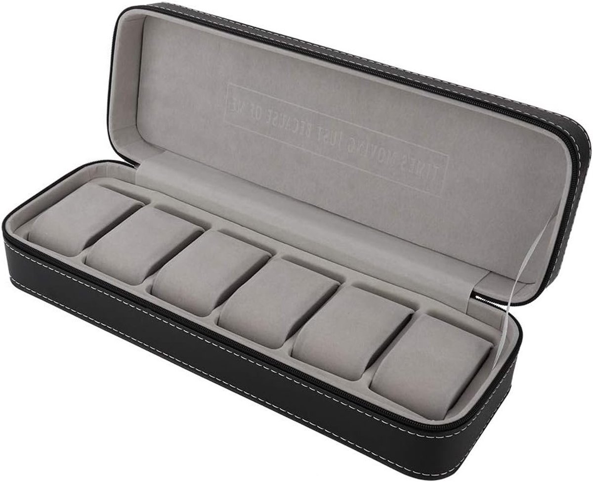 Elegante Horlogeopbergdoos met 6 Compartimenten van PU Leer, Perfecte Presentatie en Organisatie voor Horloges, 33 x 11 x 7.5 cm