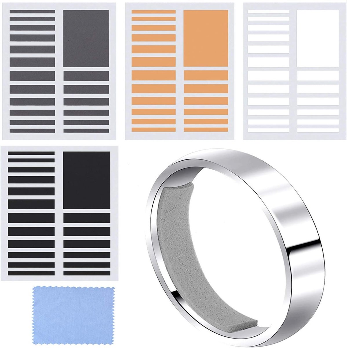8 vellen onzichtbare ringmaatverstellers voor brede ringen, 152 stuks in totaal, 4 kleuren en 2 diktes, ideaal voor sieraden en accessoires