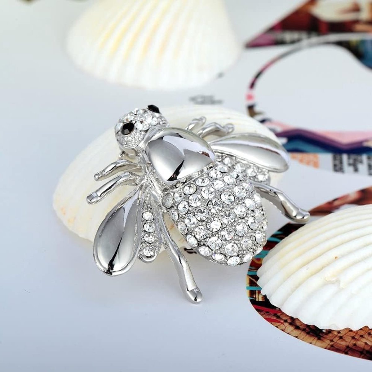 Vintage Insect Broche Set voor Dames en Heren - 4 Stuks in Goud, Zilver, Wit en Groen voor Kleding en Accessoires