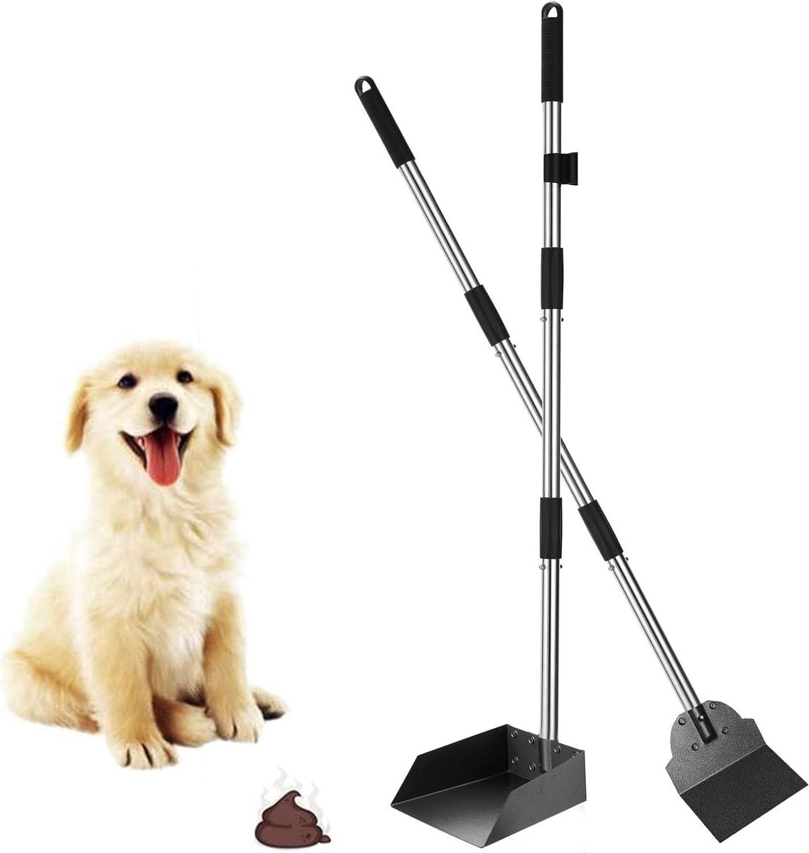 Hondenpoep Schep Set - Poep Schep - Hondenuitlaatveld Schoonmaken - Geen Buiging Nodig - 95 cm - Basic