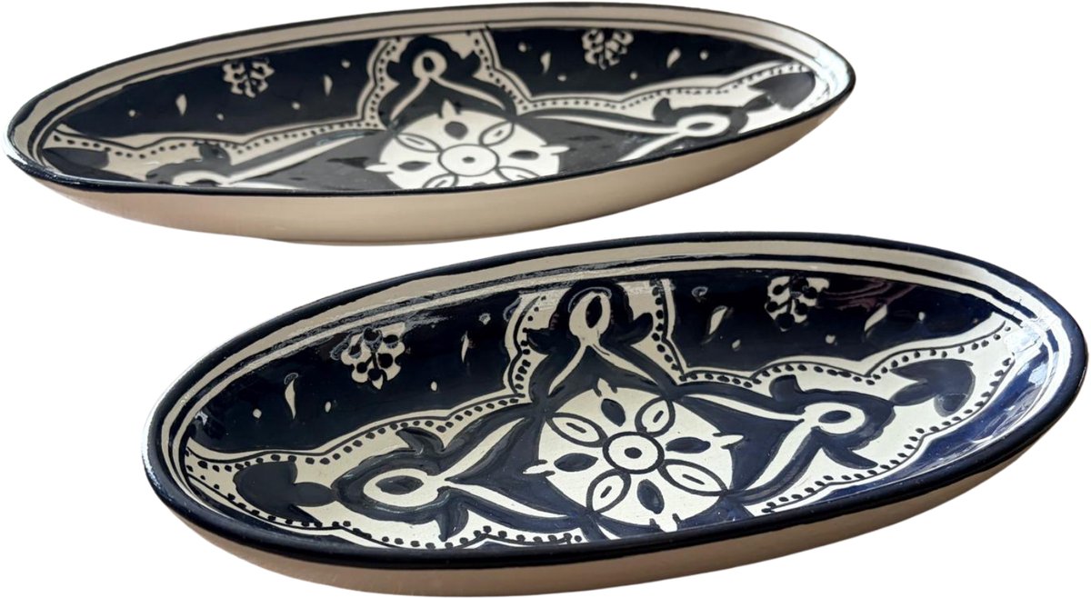 Set van 2 schalen ovaal 30 & 24 cm Black Fond Salade | OS.BF.20-30 | Dishes & Deco