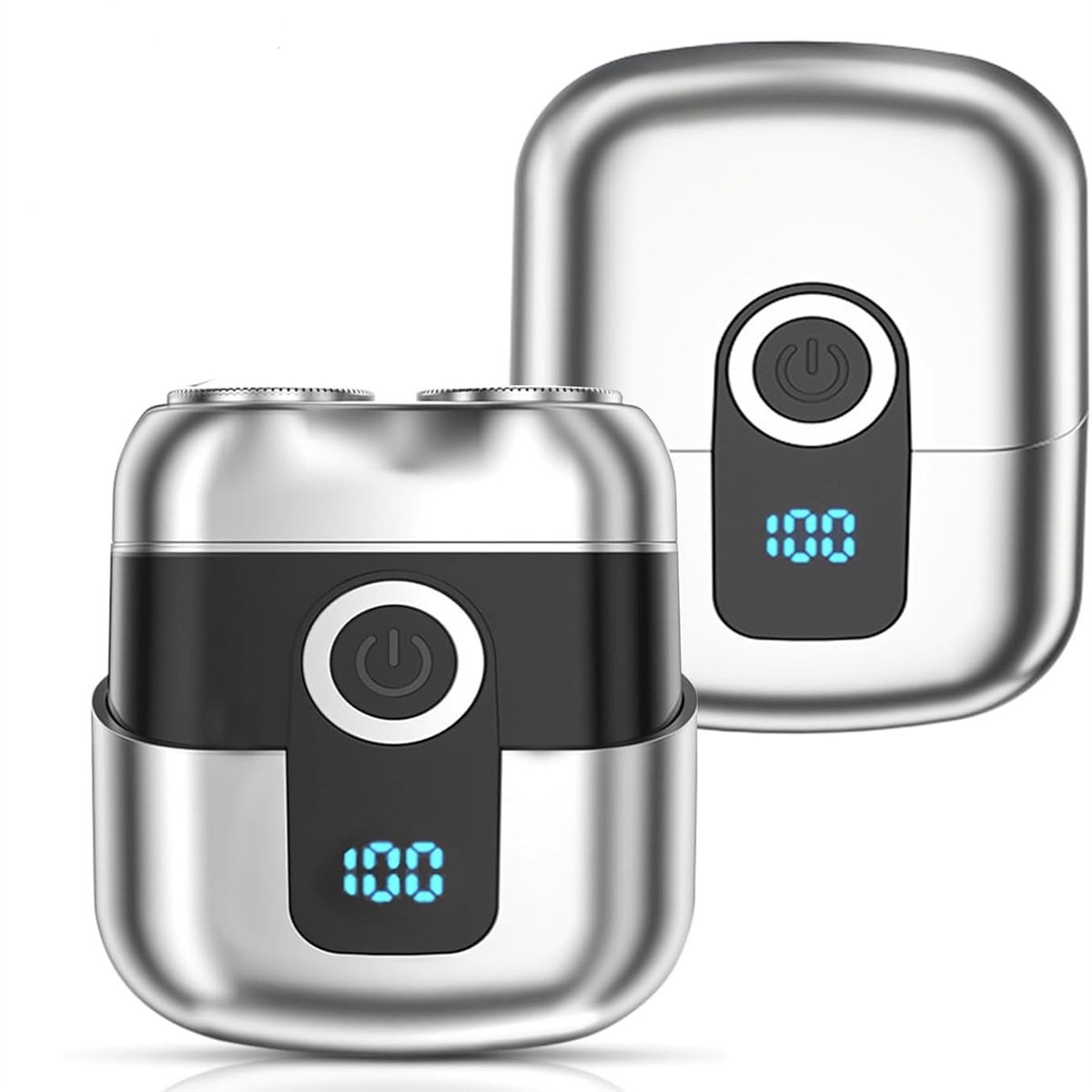 carmdering - Mini elektrische scheerapparaat met twee koppen - Cadeau-ideeën voor Vaderdag - waterdicht - hogesnelheidsmotor - dubbele ringelleboog - USB-oplaadbaar, Geschikt voor thuis en op reis- zwart
