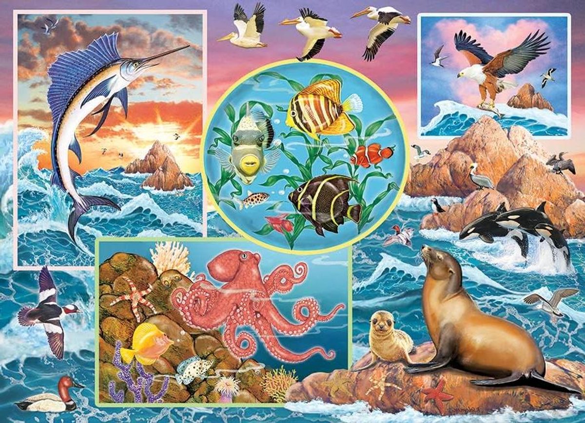 Ocean Magic Puzzel - Legpuzzel Dieren - Ontspannen Puzzelen - Drie Maten Stukjes - 350 Stukjes - Multicolor