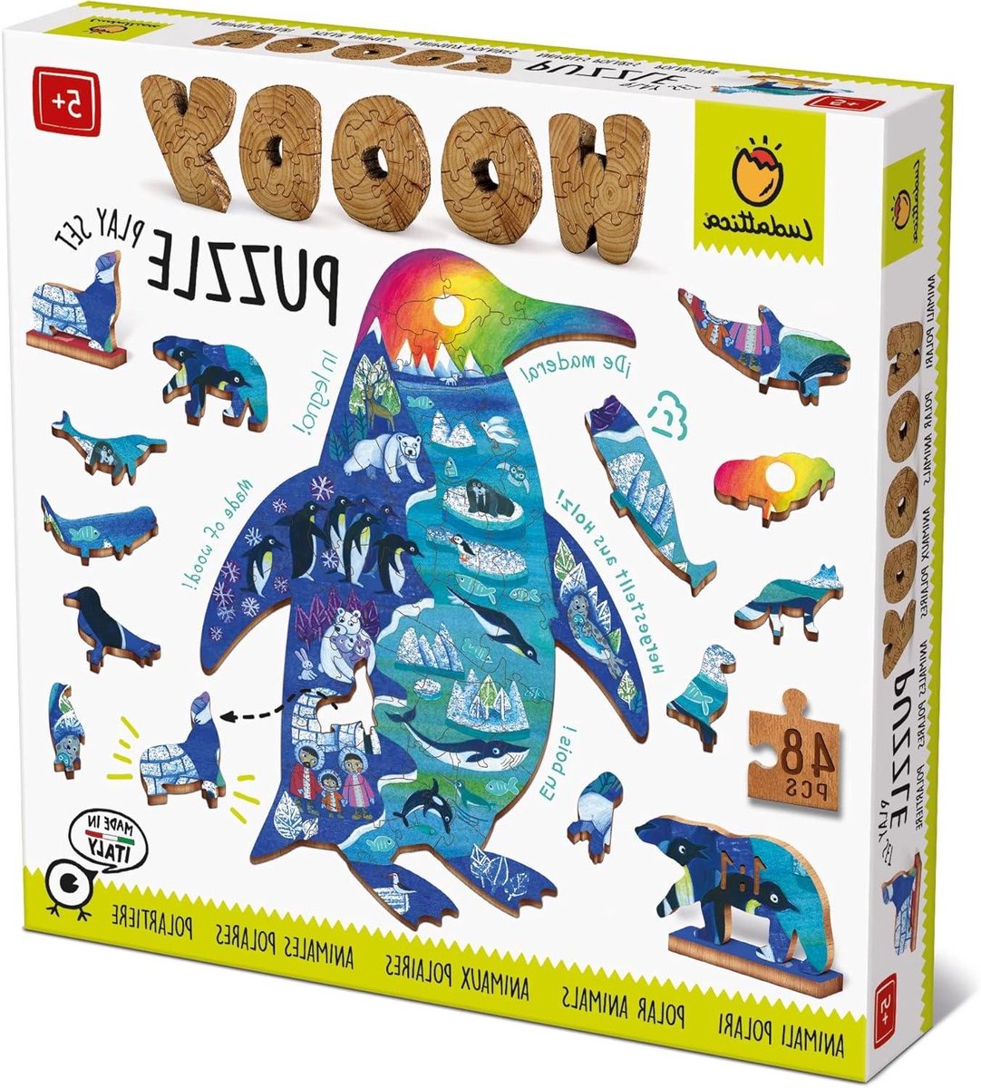 Houten Puzzel - Legpuzzel Kinderen - Logica Stimuleren - Inclusief Dierenfiguren - 500 Gram - Multicolor