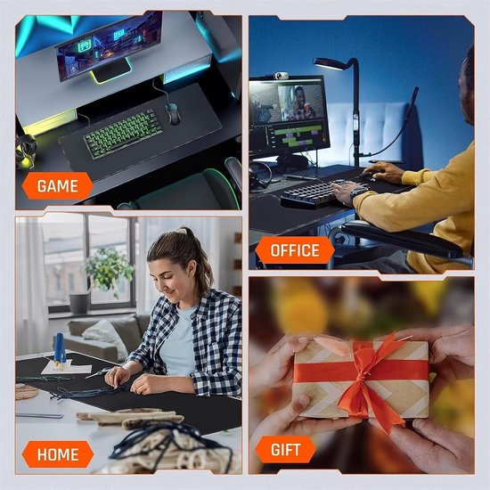 XXL Muismat - Bureauonderlegger Gamingmat - Precisie Gaming - Gestikte Randen - 800x400mm - Zwart Wit Draak — afbeelding 5