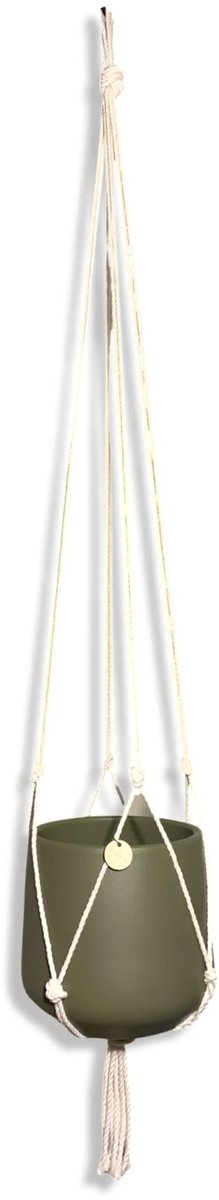 Minimalistische Plantenhanger - Kies kleur en lengte - Gebroken Wit - 100 cm lang - Katoenkoord - Geschikt voor Pot met Diameter t/m 20 cm - Handgemaakt in ons Macramé Atelier - Prijs per Stuk - Let op: Exclusief Pot - Inclusief Verzendkosten