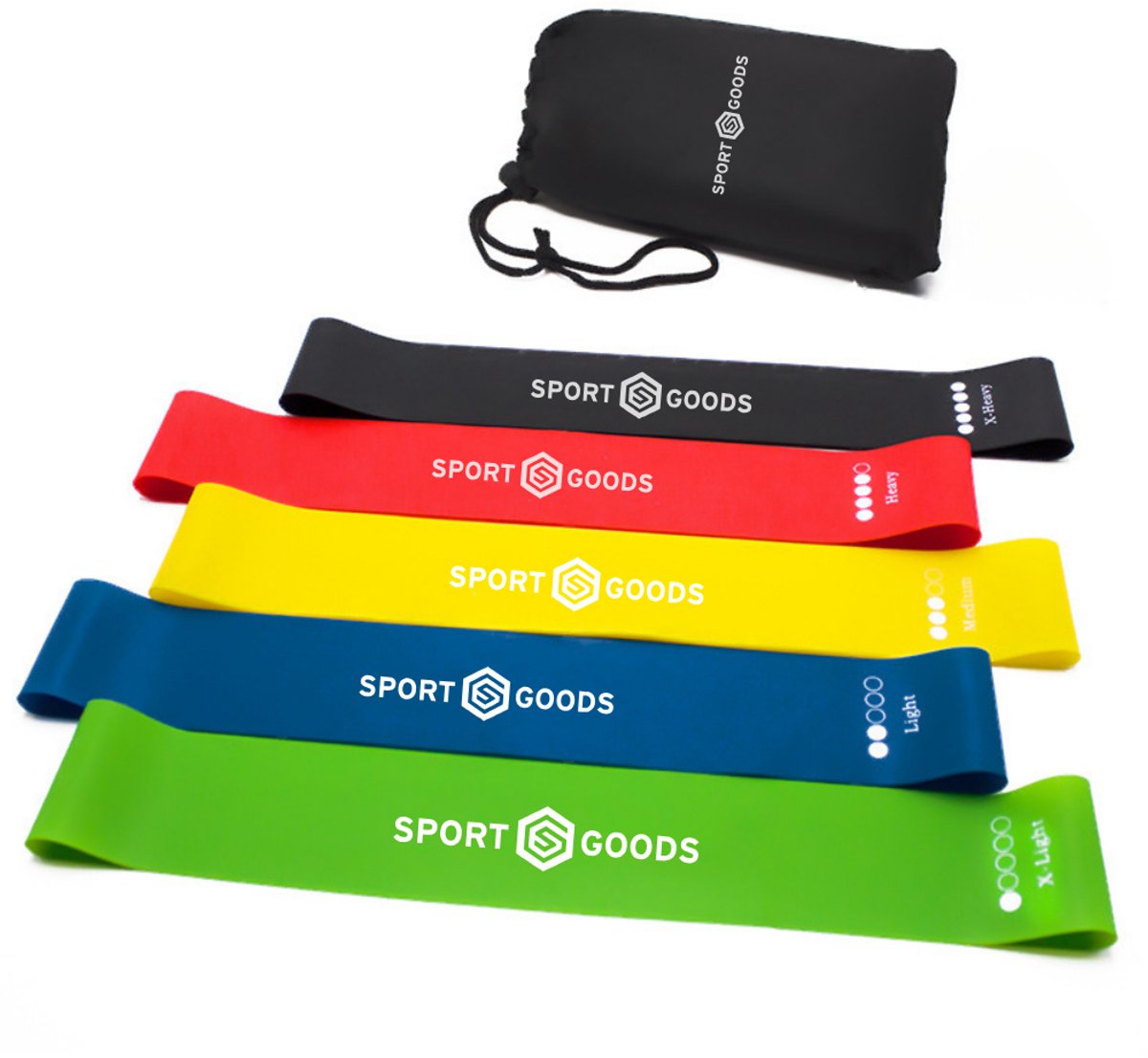 Sport-Goods Weerstandsbanden Set - Booty Bands - Resistance Bands voor Fitness & Krachttraining - Fitness Elastiek voor Glutes, Benen & Billen - Thuis & Gym Workout - Unisex