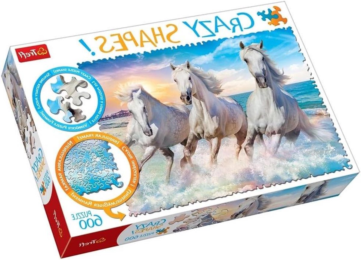 Puzzel Galop Golven - Legpuzzel Dieren - Ontspanning Creëren - Crazy Shapes - 600 stukjes - Gekleurd