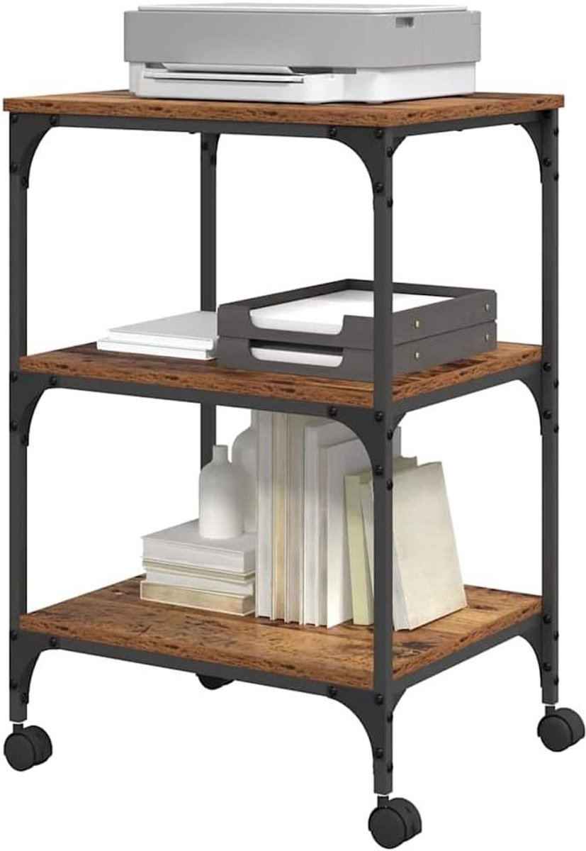 Printerstand Bureau - Mobiel Werkstation Trolley - Kantoor Organiseren - Drie Niveaus Opslag - 50 x 41 x 75 cm