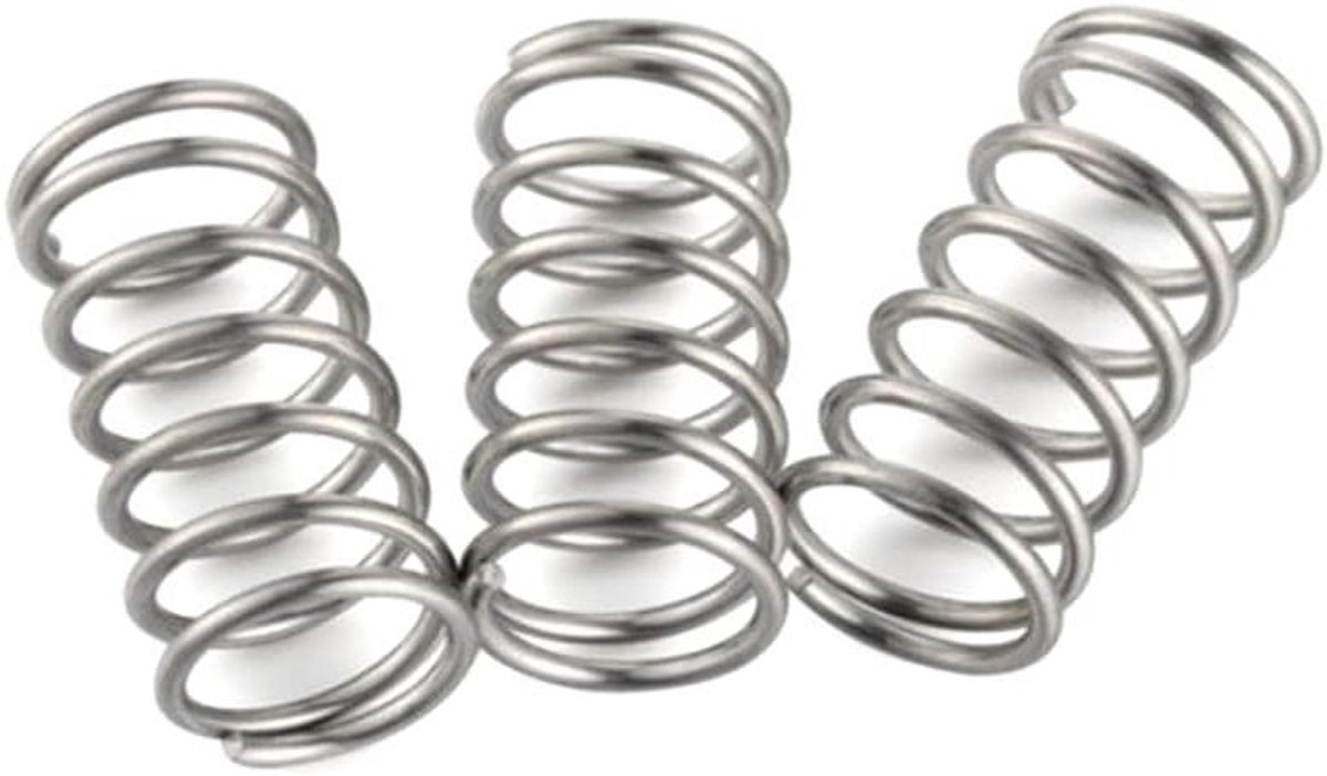 Compressieveer Roestvrij Staal - Kleine Drukveer - Industrieel Gebruik - Micro Draaddiameter - 10mm Lengte 10mm OD - Zilverkleurig