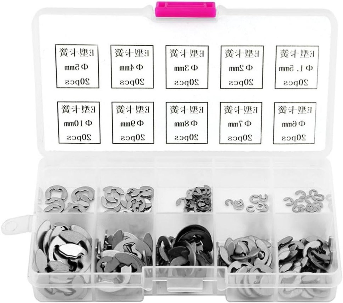 E-clips - Retainingringen Set - Onderdelen Bevestigen - Roestvrij Staal 304 - 200 Stuks - Chroom