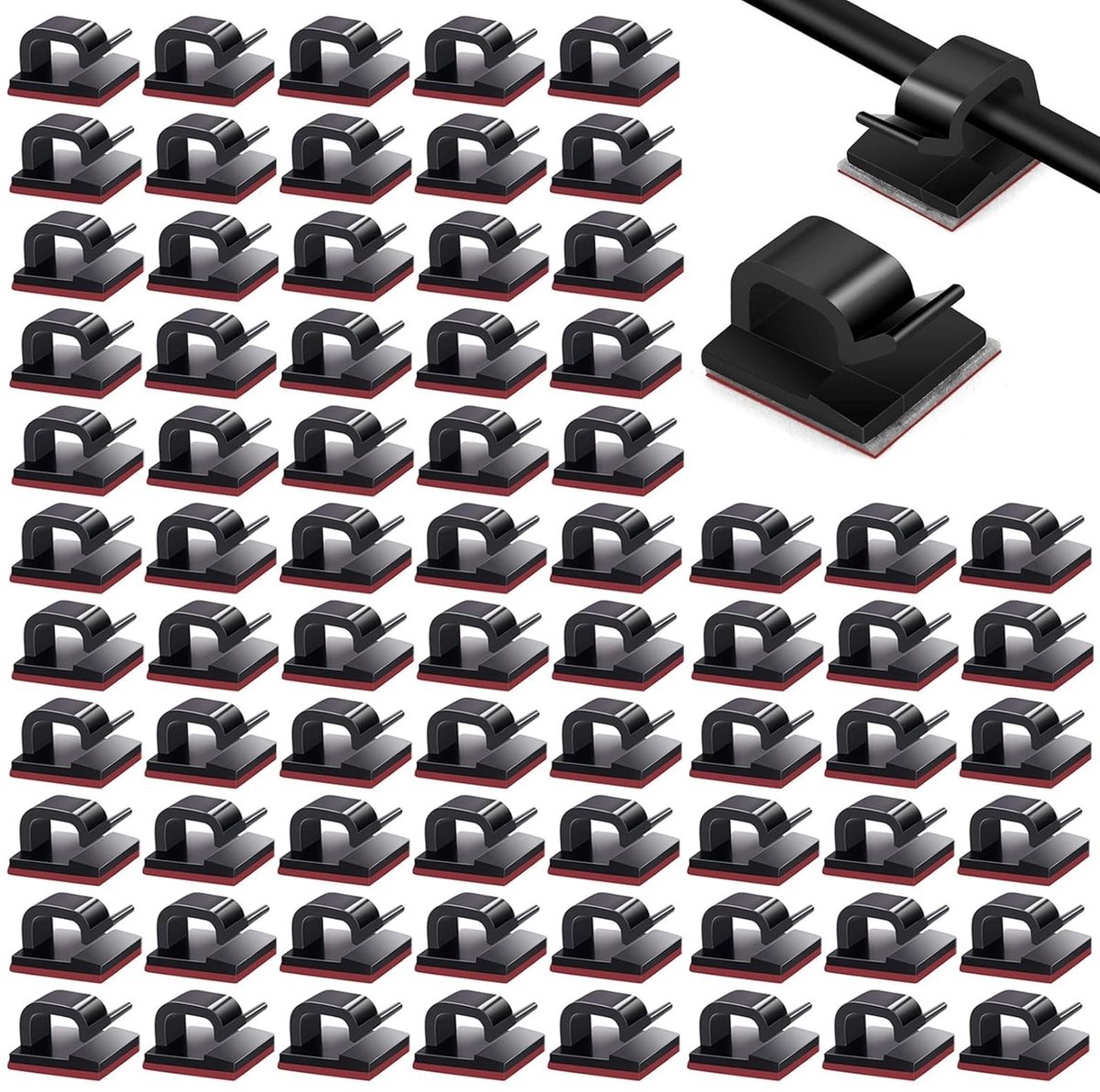 Mini Outdoor Kabelclips - 60 Stuks Zelfklevende Kabelhouders voor Wires en Cables van 0,1 tot 0,5 cm, Zwart en Duurzaam