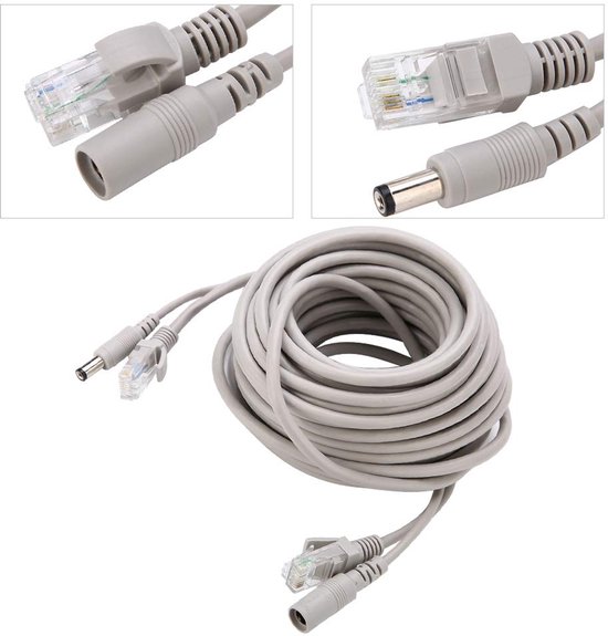 Ethernet CCTV Kabel - Netwerkkabel Stroomkabel - IP Camera Voeden - RJ45 en DC Connector - 10 meter - Zwart — afbeelding 4