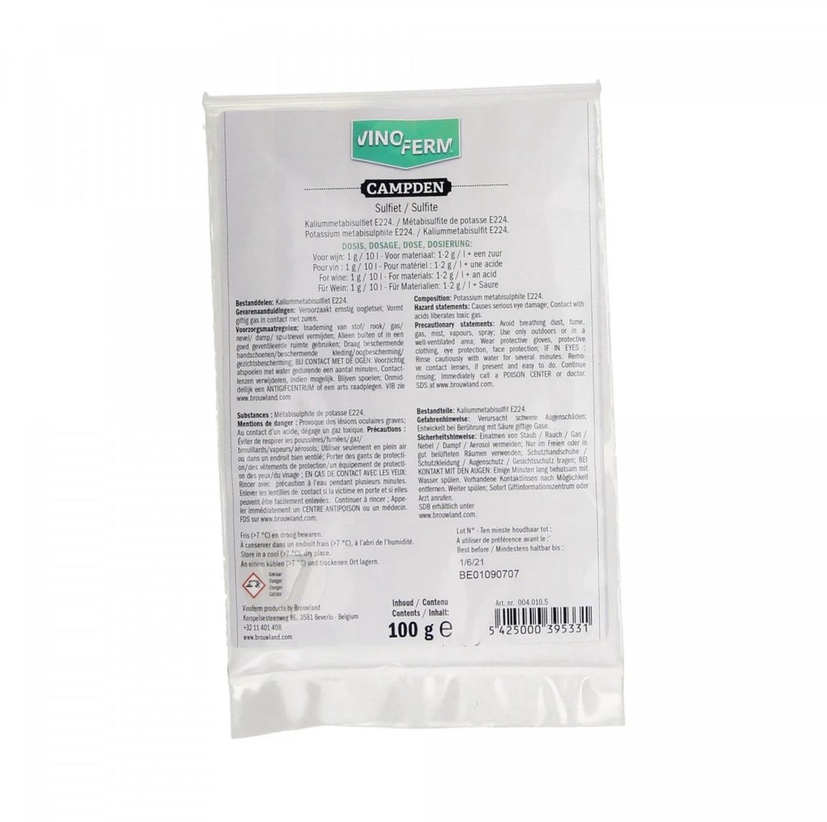 Kaliumpyrosulfiet Vinoferm Campden 100g