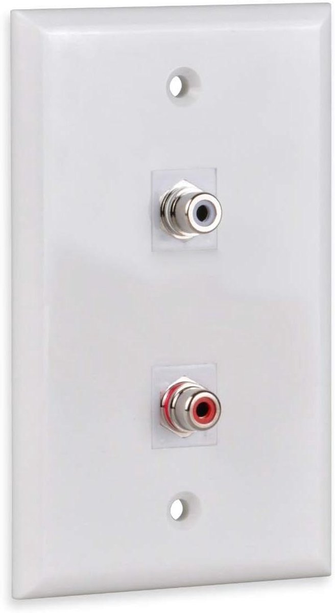RCA Wandplaat - Stereo Audio Muurplaat - Home Cinema Installatie - Verwijderbare Keystone Jack - 2 Poorts - Wit