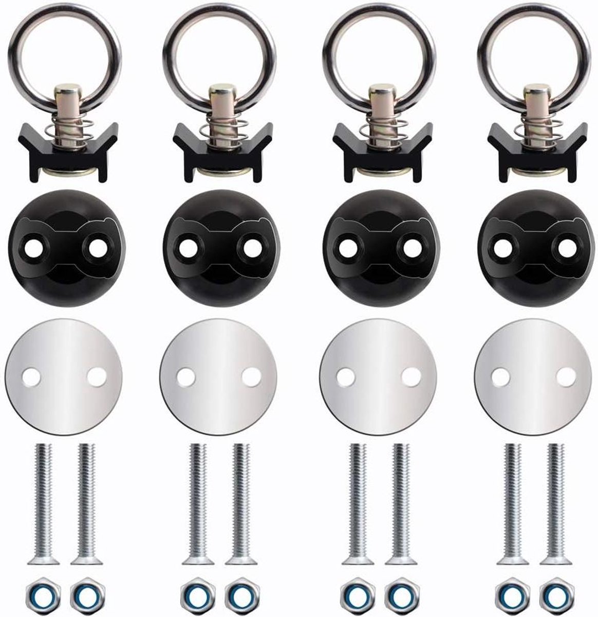 Tie Down Ankerpunt Kit - Lashing Points - Vastzetten van Lading - Quick Release Fitting - 226.8 kg Laadvermogen - Zwart