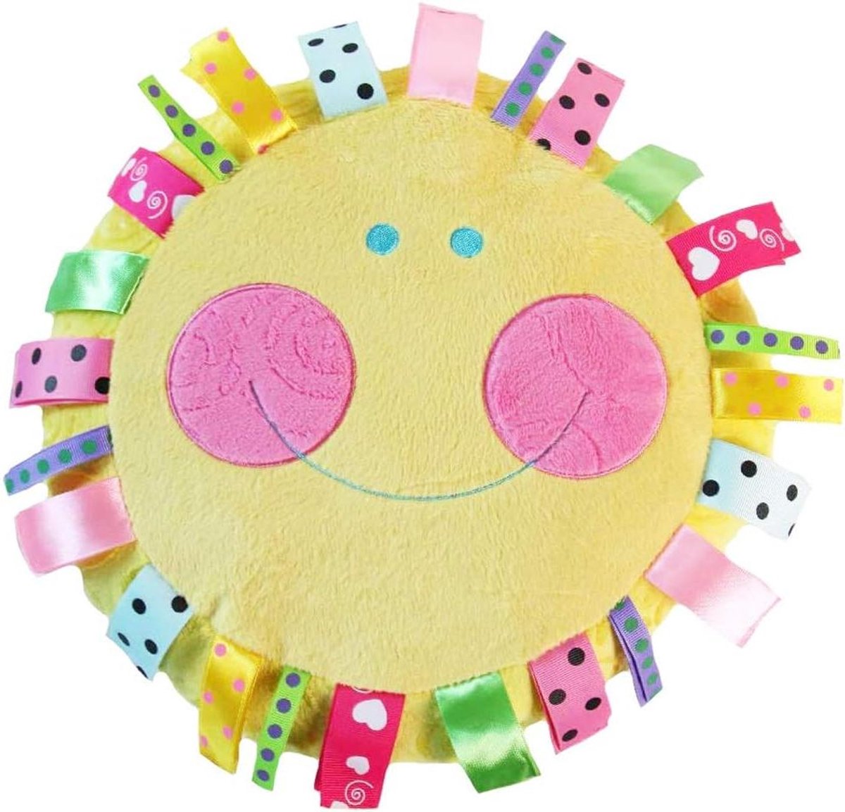 Spreikussen - Kussen Smiley Kussen - Kind Comfort - Geborduurd Smiley Gezicht - 33 cm - Geel