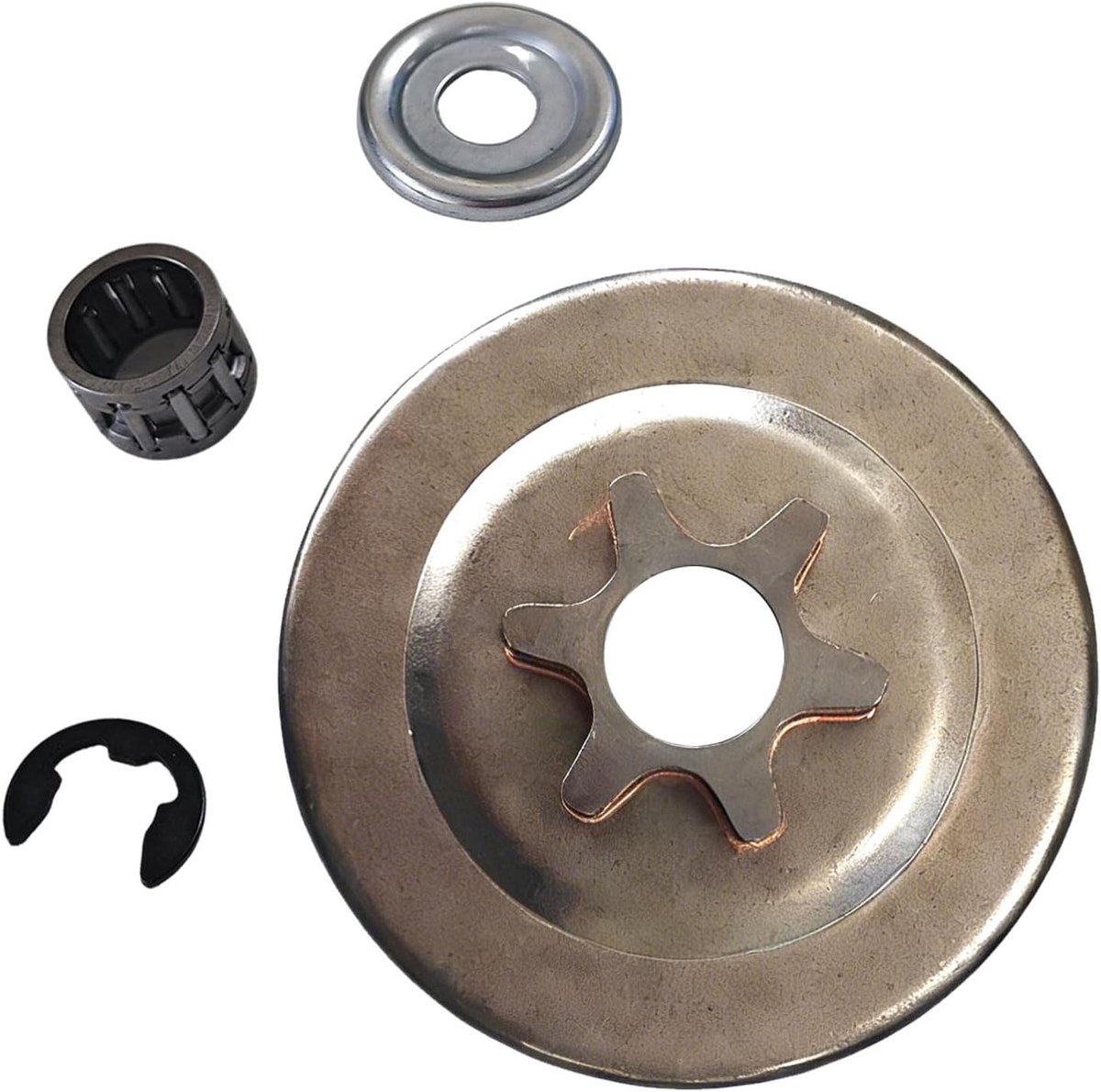 Kettingzaag Tandwiel Set - Koppelingstrommel Vervanging - Kettingzaag Onderhoud - 3/8 Inch 6 Tanden - Compleet met Kooi - Metaal