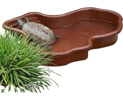 Reptielenbad - Terrarium schaal - Veilig baden drinken - Rivier ontwerp ladder - 33 x 27 x 6 cm - Bruin
