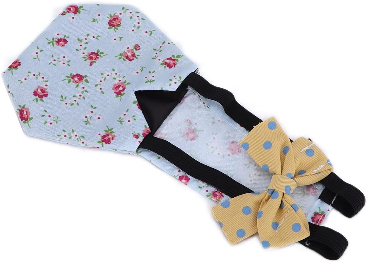 Poultry Diapers voor Kippen, Eenden en Ganzen - Comfortabele en Stijlvolle Diapers met Strik en Knop (L Blauwe Bloemen)