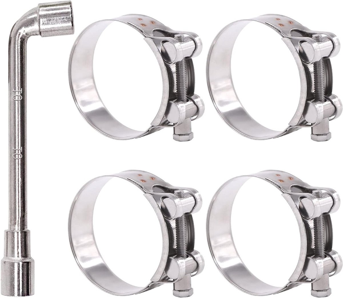 4 Stuks T-bout Slangklemmen 64-67mm RVS Zware Klemmen Voor 2.5"-2.6" Slangen - Verstelbaar en Duurzaam