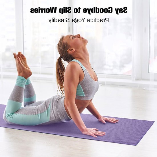Yoga-handdoek met antislip, bevestigingspunten en hoekzakken - 180 x 60 cm - Pilates - Fitness - Meditatie - Paars — afbeelding 2